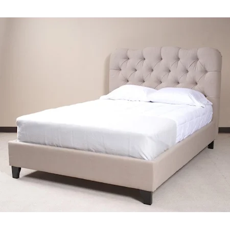 Queen Size Tufted Bed in Linen Upholstery